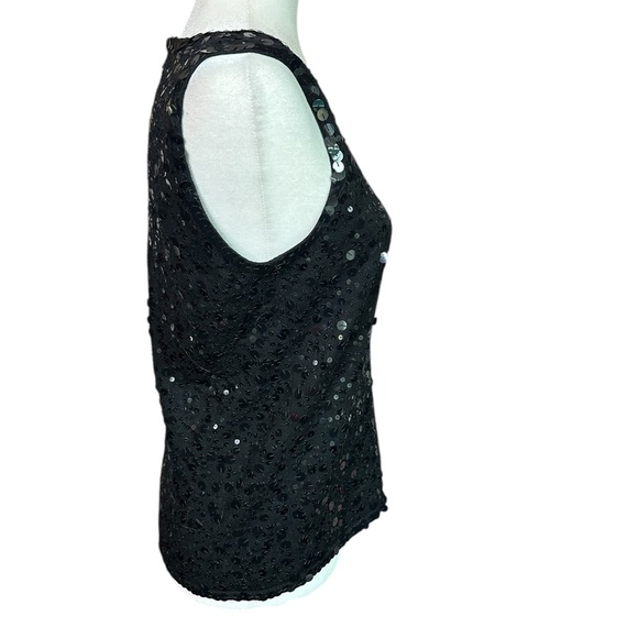 Lafayette 148 Black Sequin Sleeveless Top Size XL - Picture 5 of 9